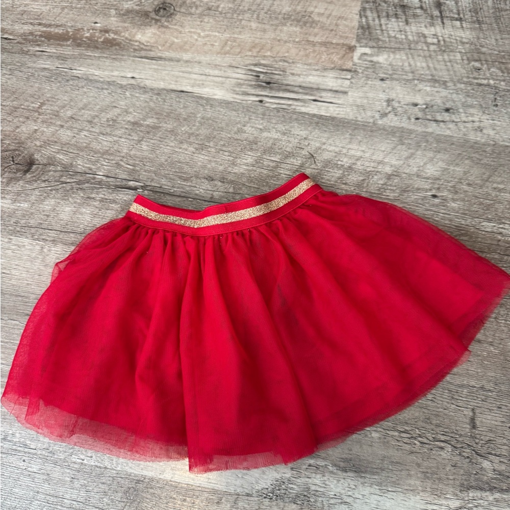 Epic Threads Scarlet Tulle Skirt with Glittering Gold Band